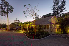 night landscape lights paver driveway