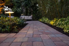 night paver walkway landscape lights planting 2