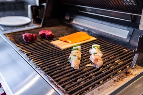 food on the grill outdoor kitchen