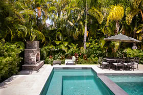 Landscape design pool patio fireplace 3