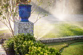 irrigation system running front yard 