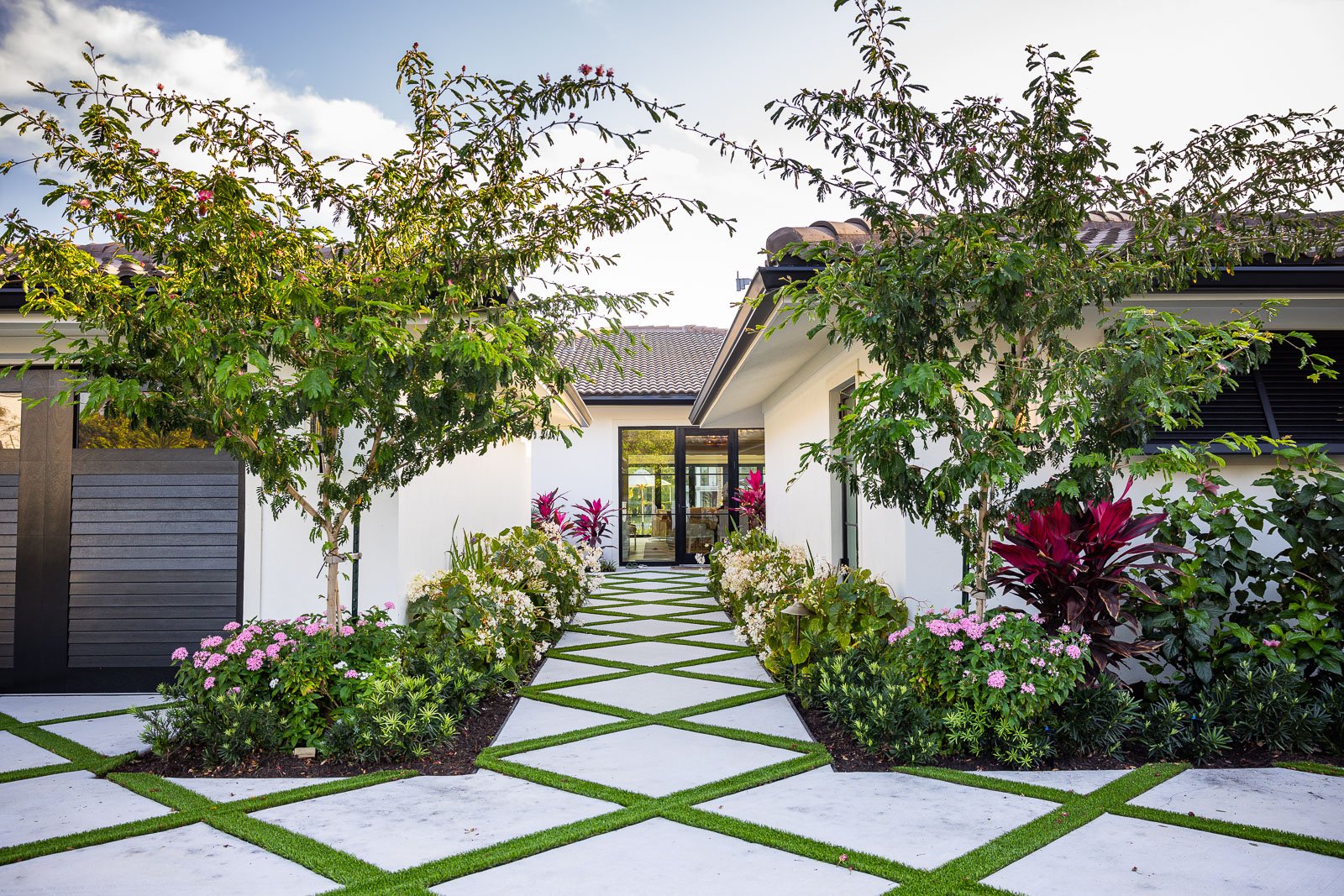 poured concrete with artificial turf