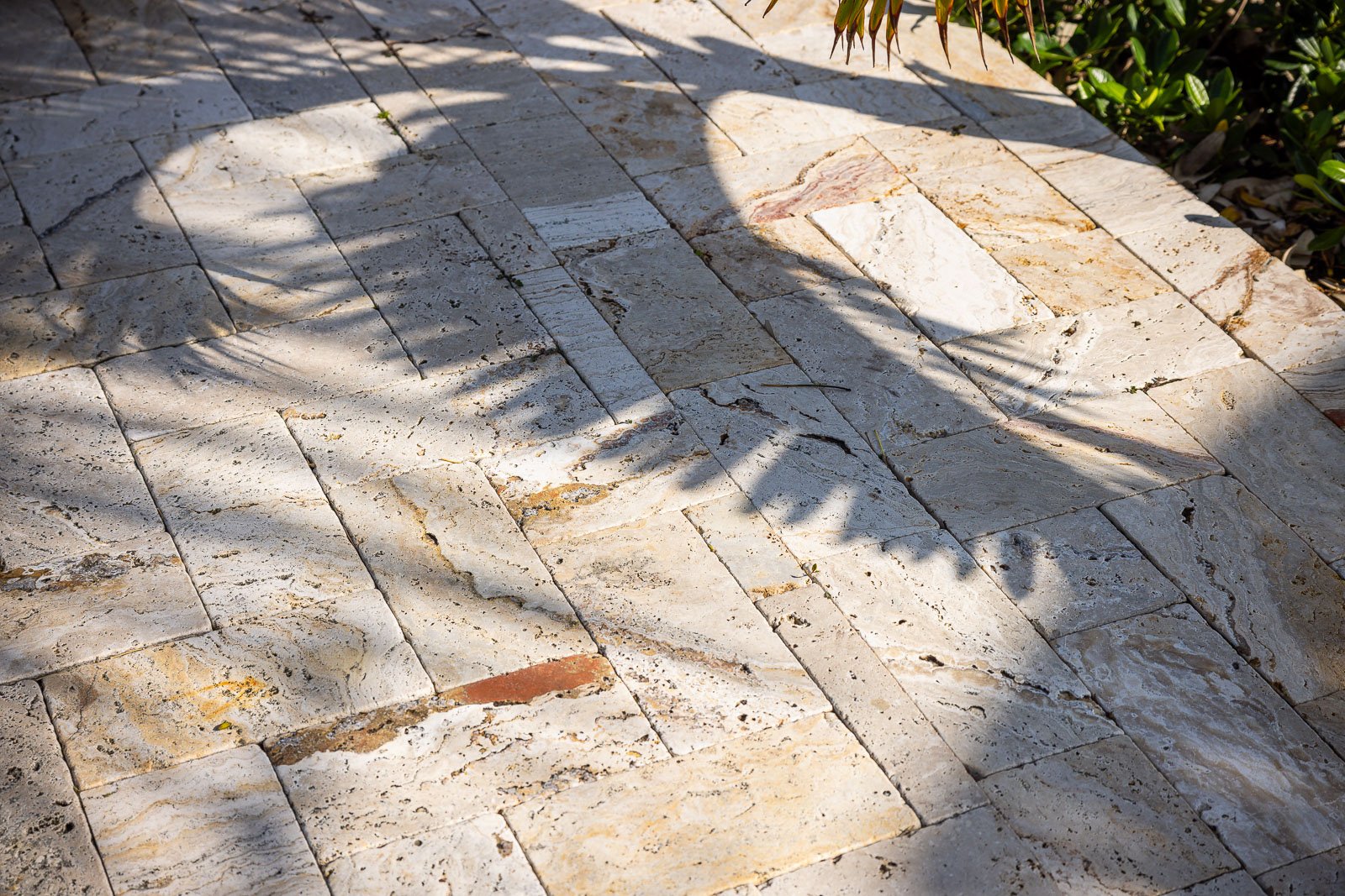 travertine patio close up 