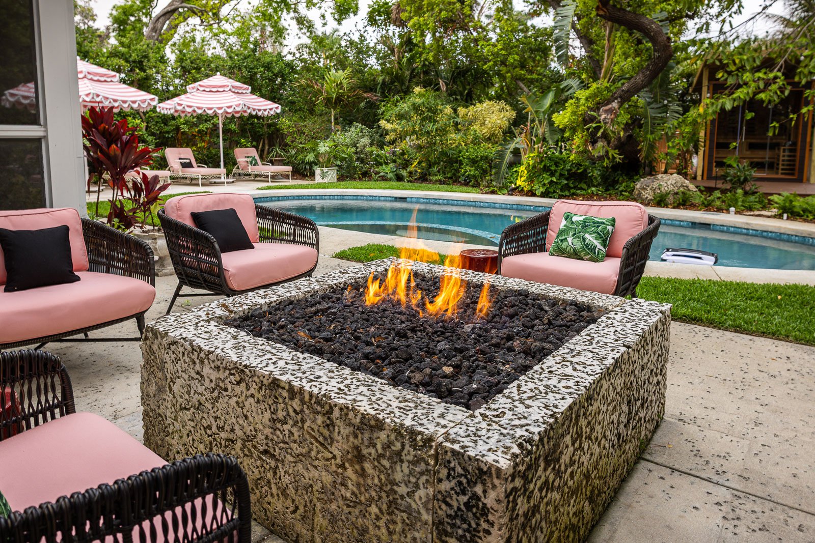 backyard patio pool outdoor seating firepit 2