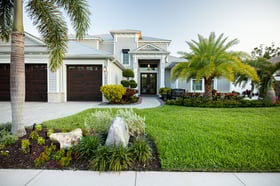 front of house landscaping beds green lawn 