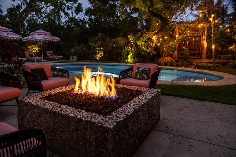 landscape lighting fire pit string lights 