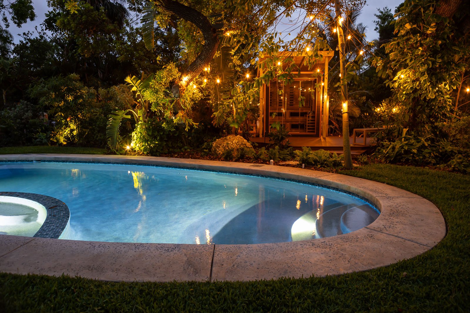 landscape lighting pool string lights 