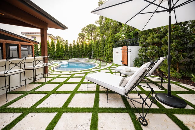 backyard patio pool landscape beds 2