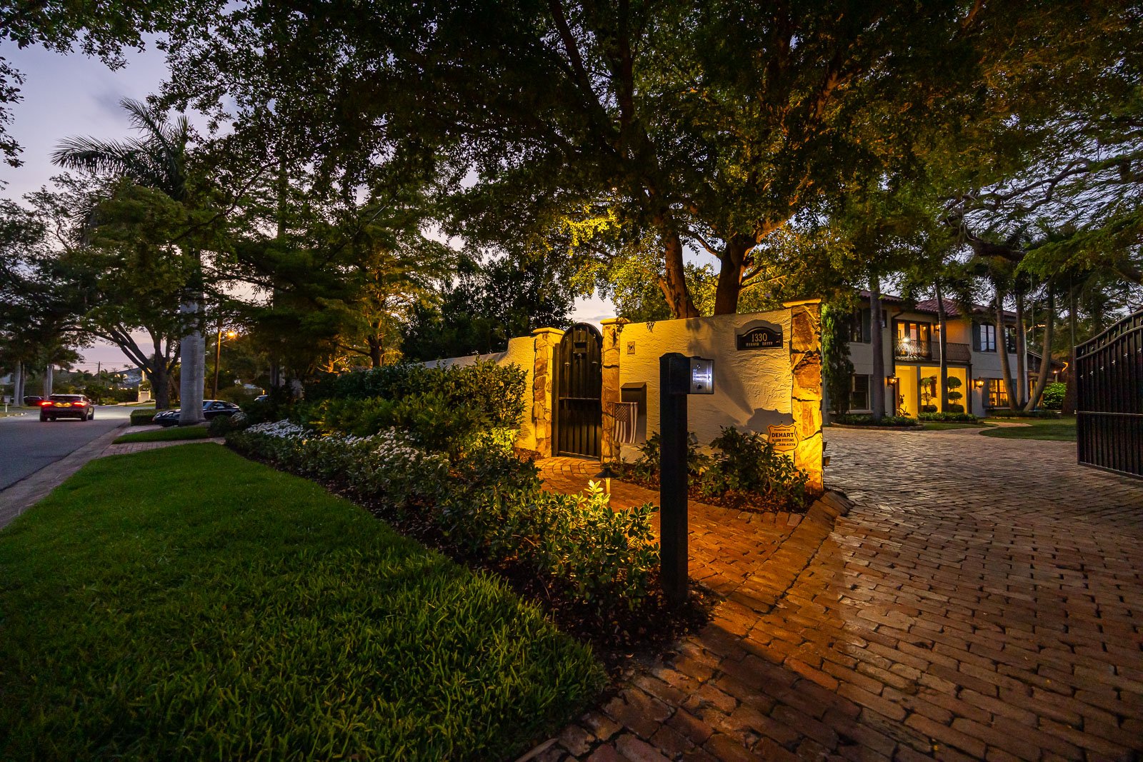 landscape bed lighting gate and fence