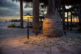 outdoor lighting along paver patio