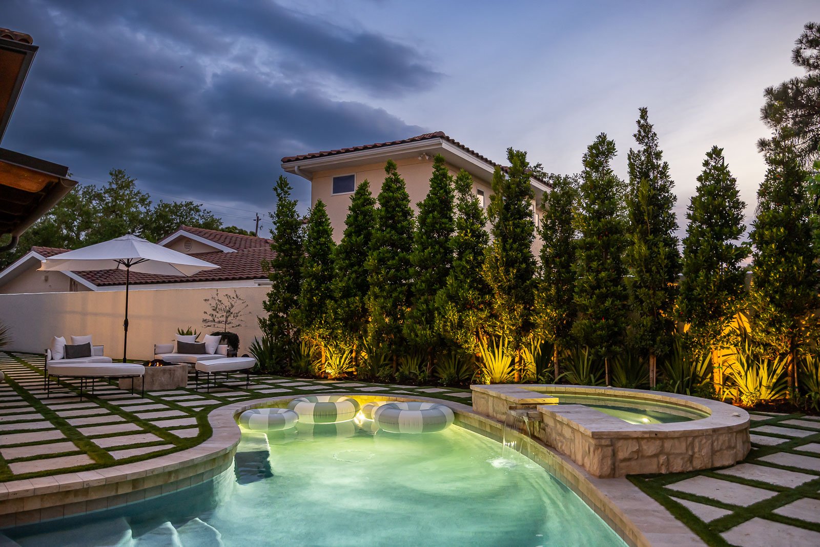 pool and landscape lighting around patio