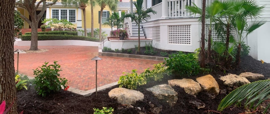 brown mulch in raised garden bed