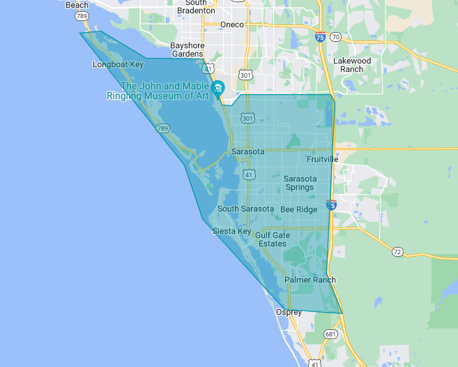 Tropical Gardens Service Area Map