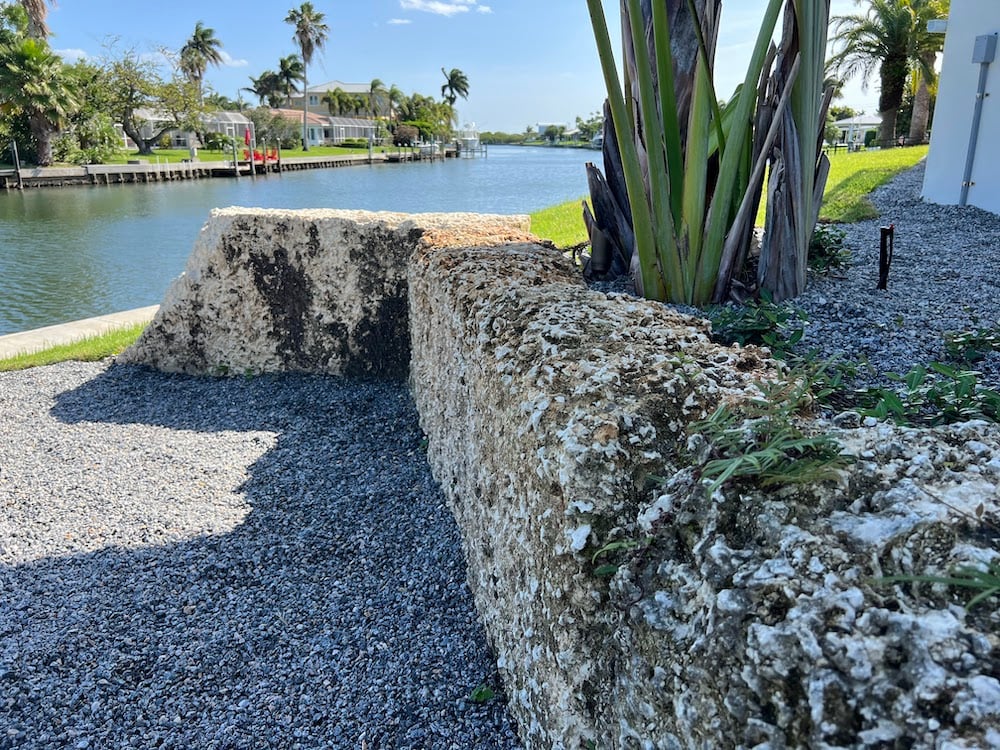 retaining wall near canal 