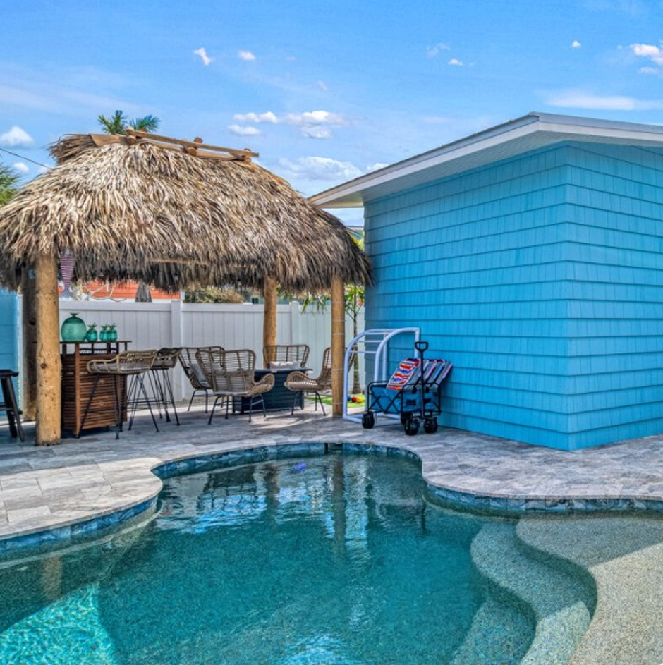 tiki hut at pool