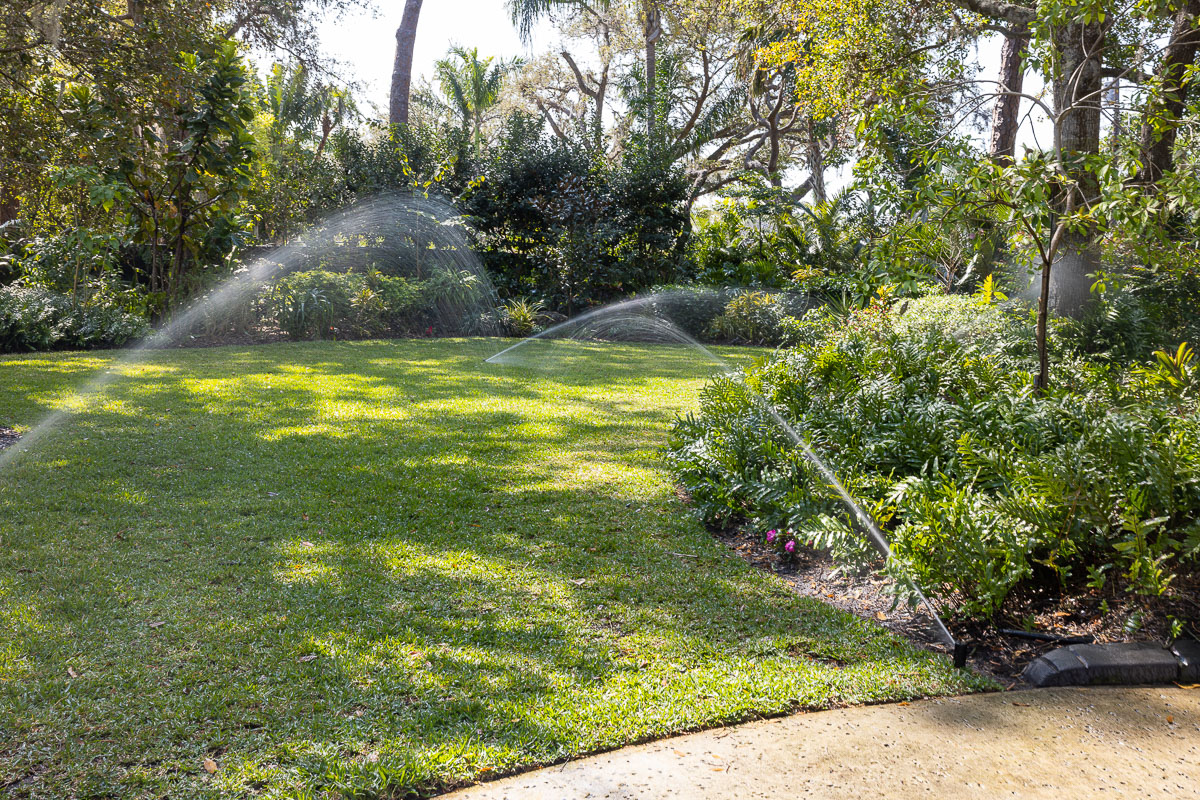 irrigation system watering lawn 