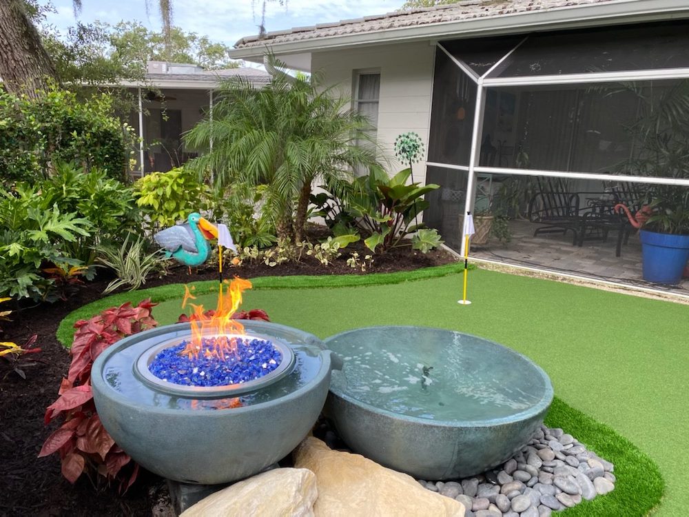 FireBowl Feature and Putting Green