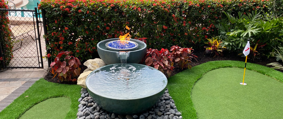 Fire pit and water feature installed over property in Ellenton, FL.