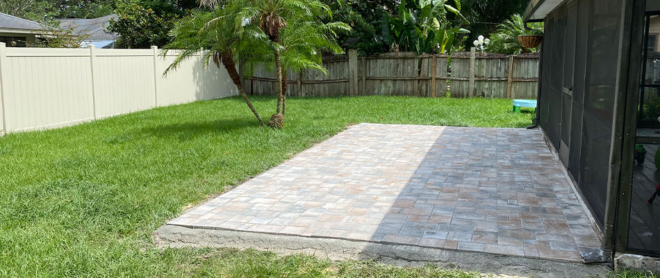 Patio installed with pavers in Sarasota, FL.