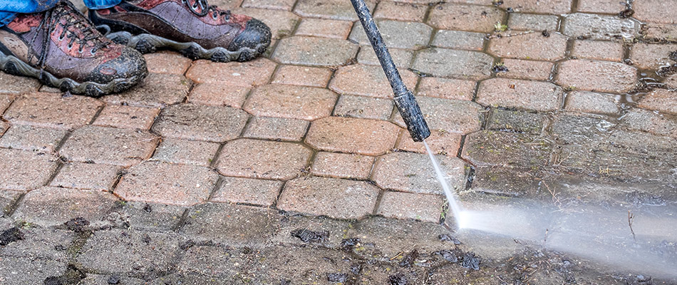 Pavers being cleaned by a professional in Palmetto, FL.