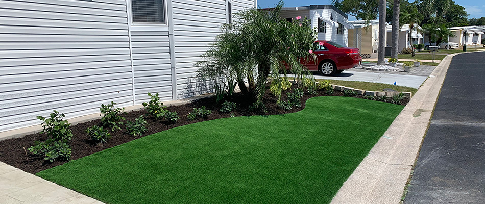 Turf installed beside driveway in Bradenton, FL.